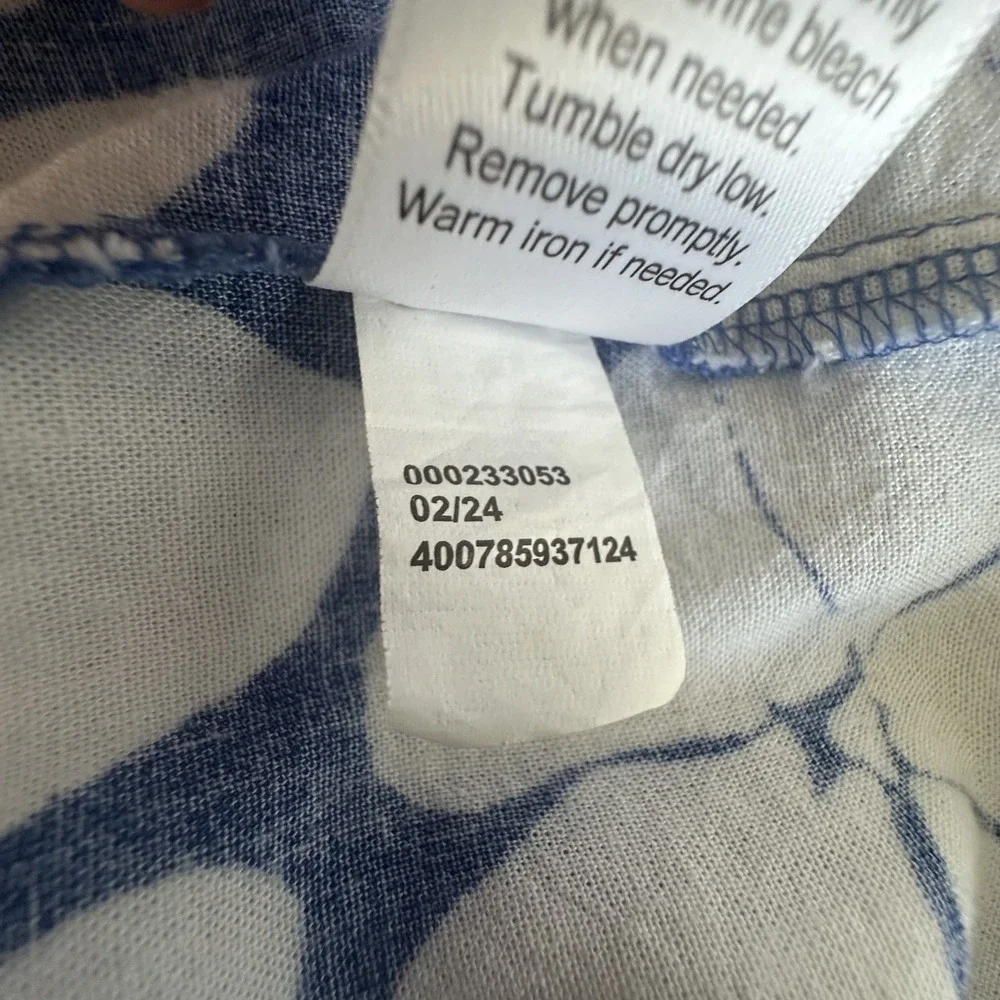 Sonoma Dress Womens XL Blue White Floral Button‎ Front Rayon Linen Cottage Boho - Picture 9 of 12